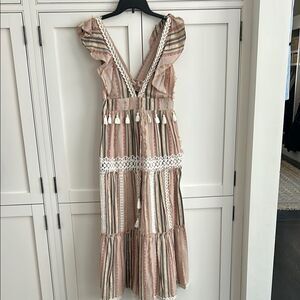 Hemant & Nandita Striped Ruffle Maxi Dress